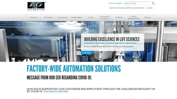 ATS Automation Tooling Systems Inc. website