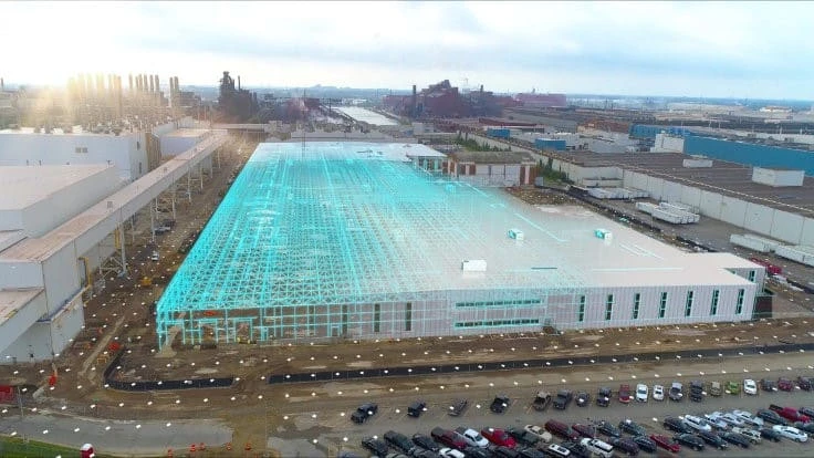 An artist rendering of Ford's Rouge Electric Vehicle Center in Michigan