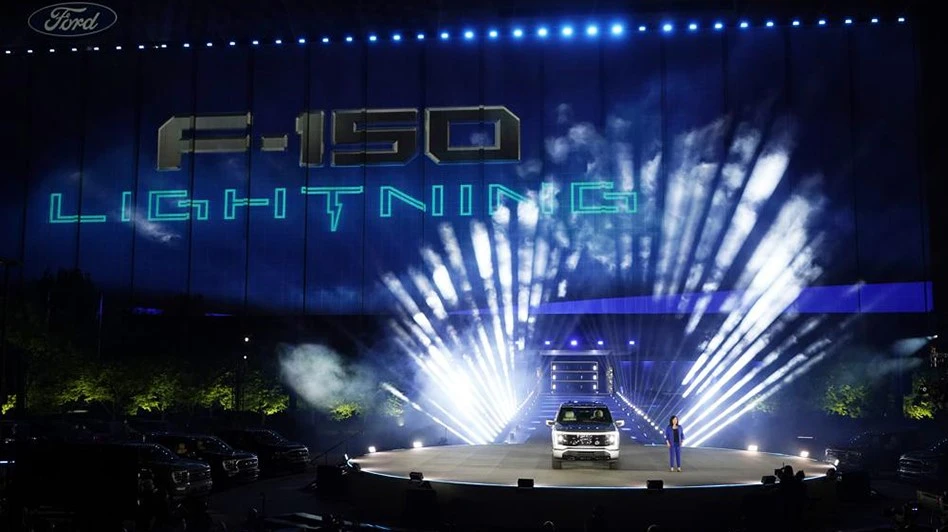 Ford's Chief Executive Engineer Linda Zhang unveils the Ford F-150 Lightning, Wednesday, May 19, 2021, in Dearborn, Mich. United Rental said Tuesday, May 10, it has a deal to buy 500 of Ford’s F-150 Lightning electric trucks and 30 of its E-Transit electric vans. United Rental expects 120 of the trucks and all 30 of the vans to be delivered and deployed this year as part of its goal to reduce its fleet’s greenhouse gas emissions.