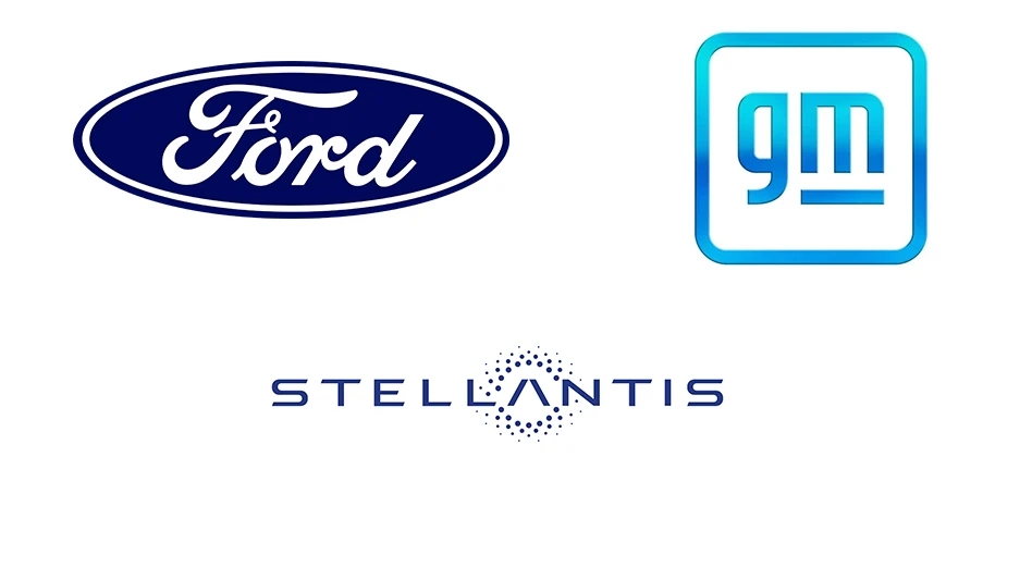 Corporate logos from Ford, GM, and Stellantis