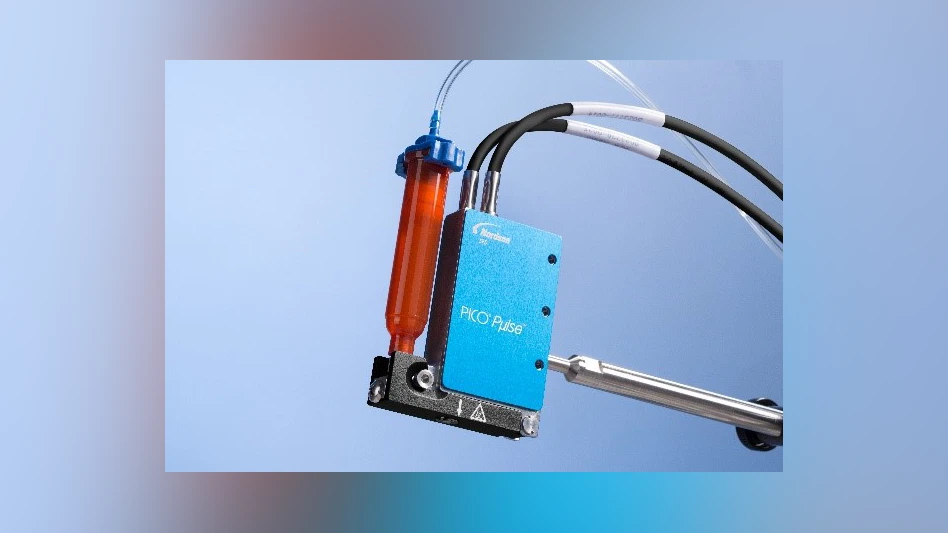 The Nordson EFD Pico Pµlse jet valve enables manufacturers to process EV battery PCBs using the speed and accuracy that non-contact dispensing affords.