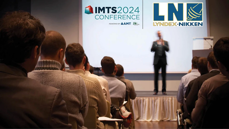 Screen displaying logos of IMTS 2024 and Lyndex-Nikken