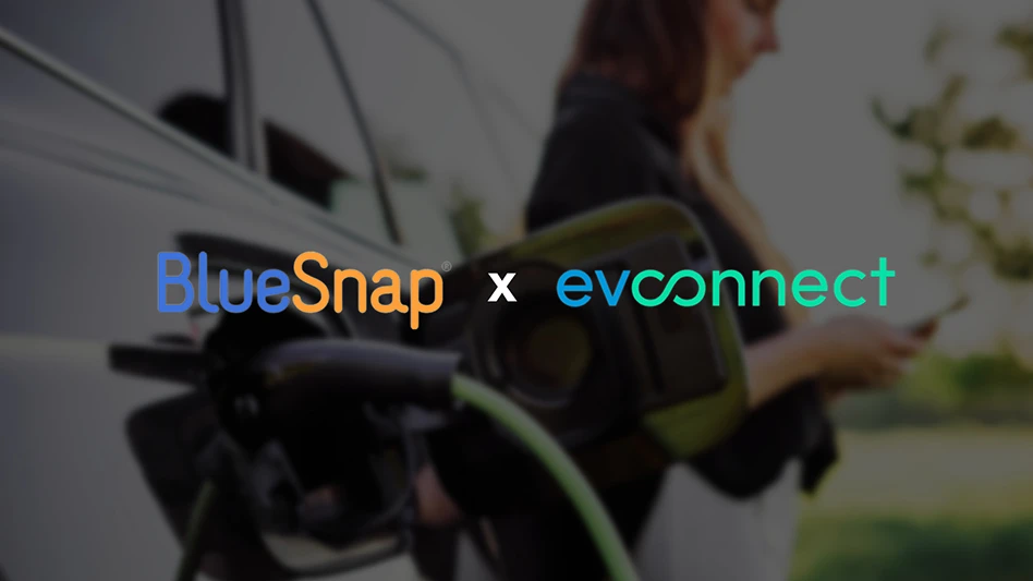 Logos indicating a partnership between BlueSnap and EV Connect.