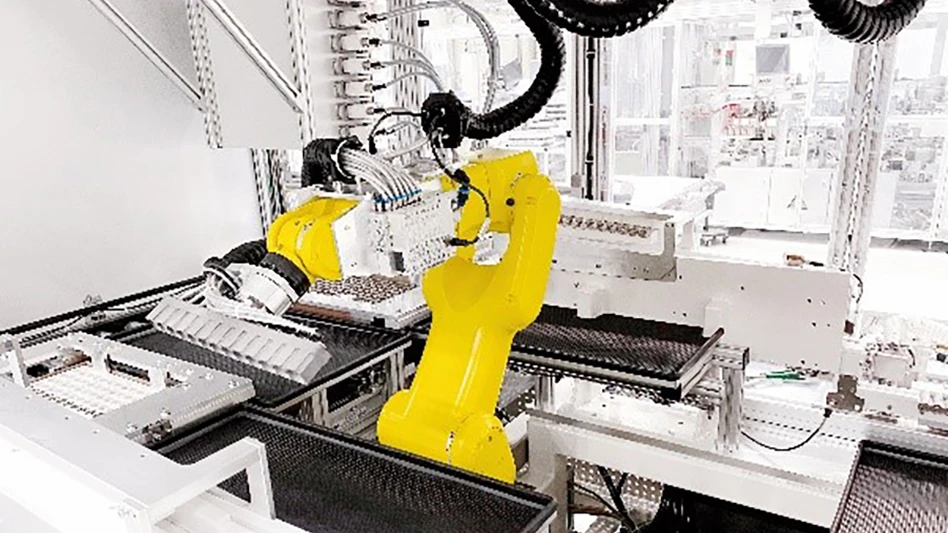 A robotic gripper in an automated assembly line
