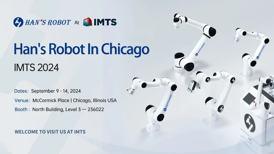 Banner ad displays text reading Han's Robot in Chicago IMTS 2024