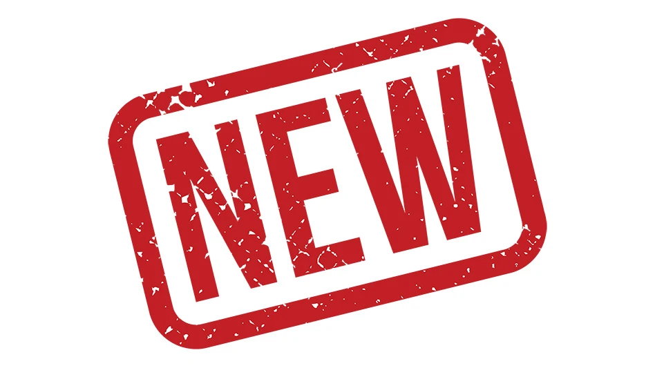 The word NEW is displayed in red on a white background