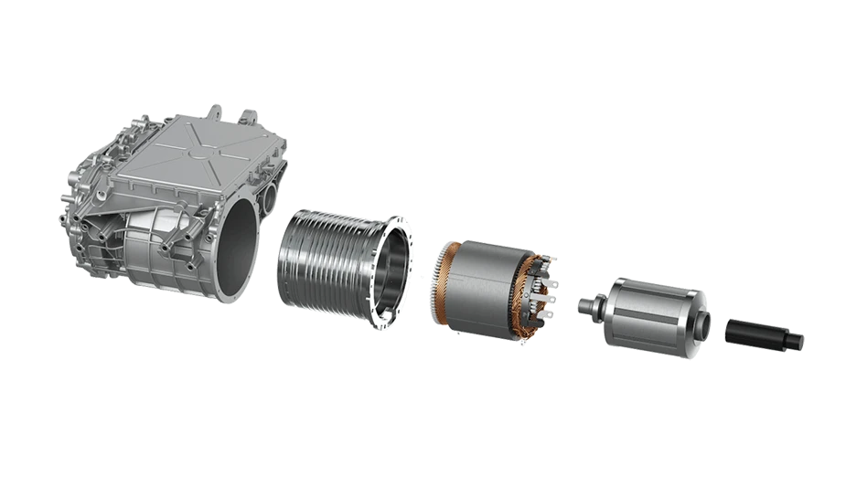An exploded diagram of a motor