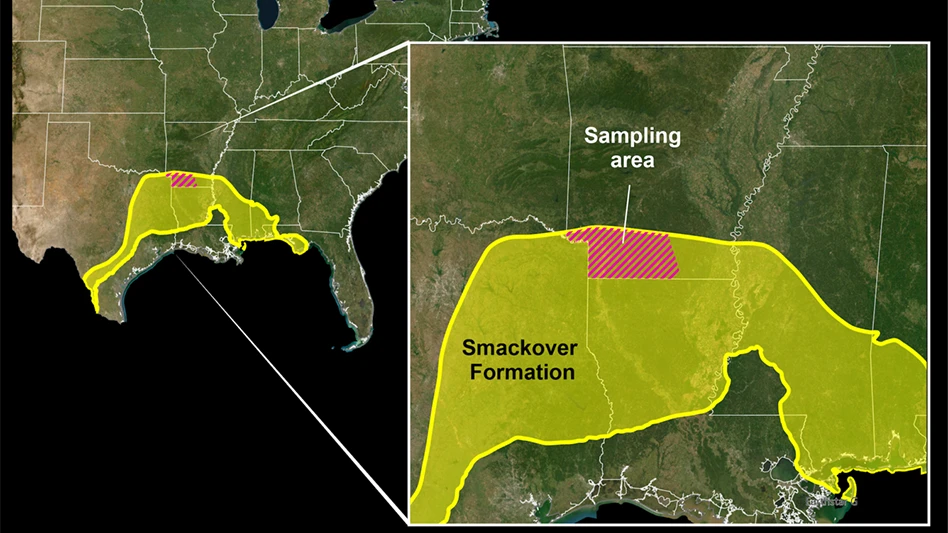 A map of the United States with an area highlighted in yellow