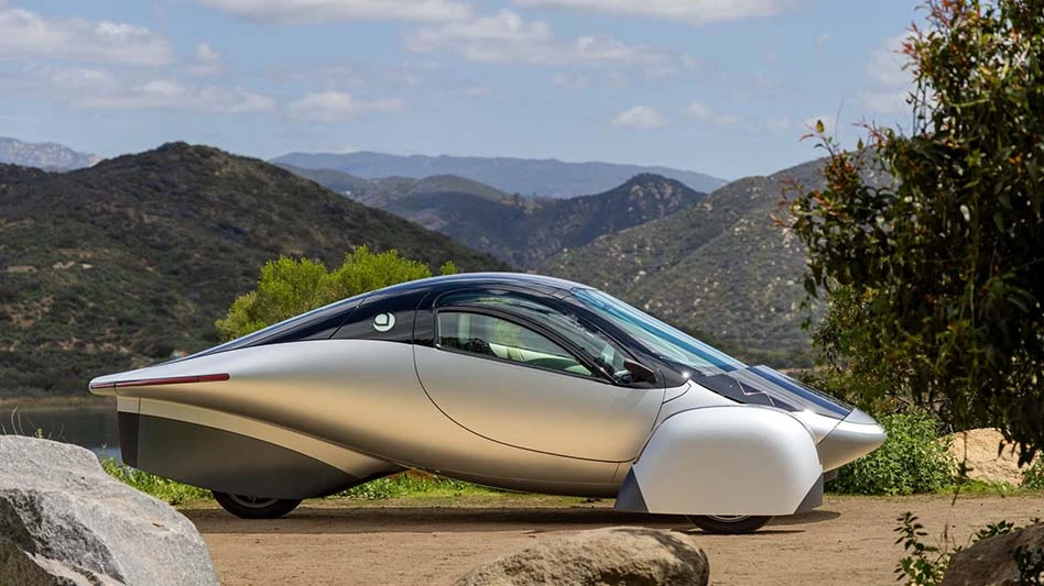 A silver futuristic vehicle
