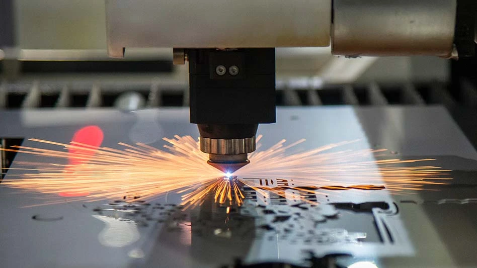 A closeup of a laser cutter