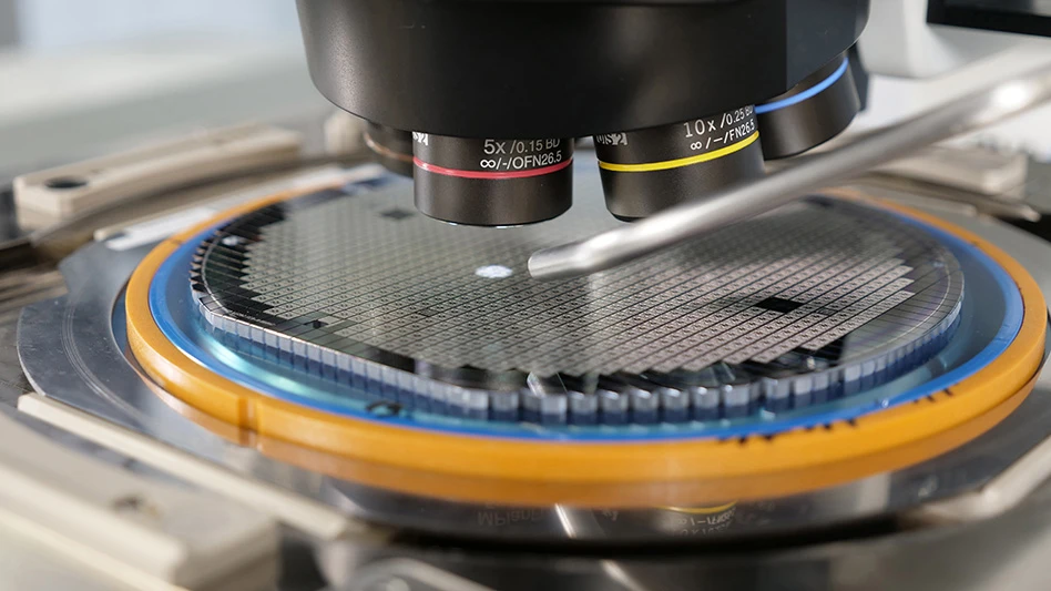 A semiconductor chip being manufactured
