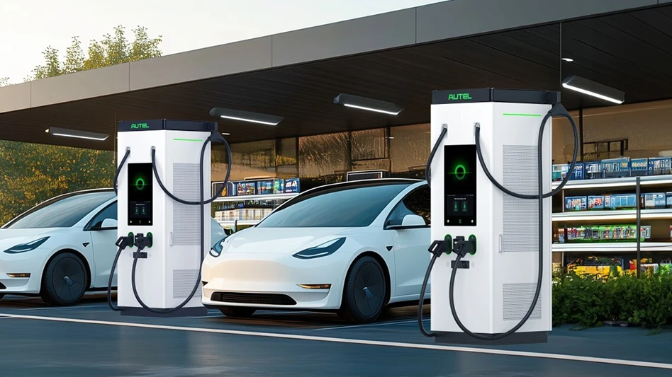 Electric cars at chargers