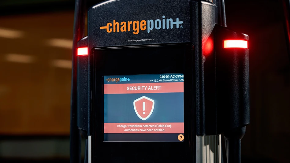 A screen on an electric vehicle charger