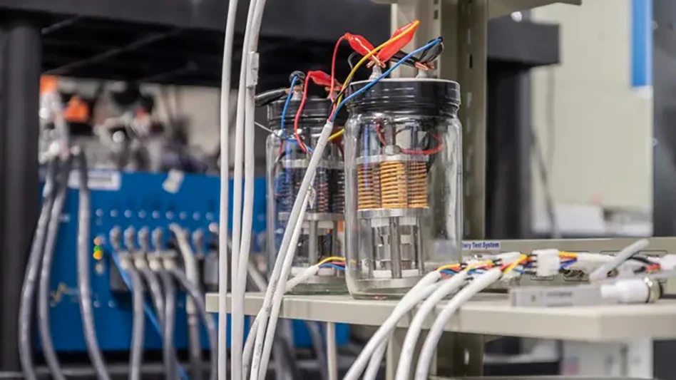 A device built to measure the effects of pressure on a battery system