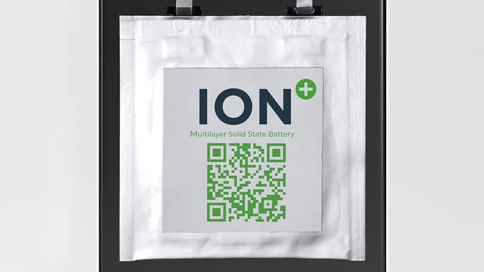 Battery label with the word ION