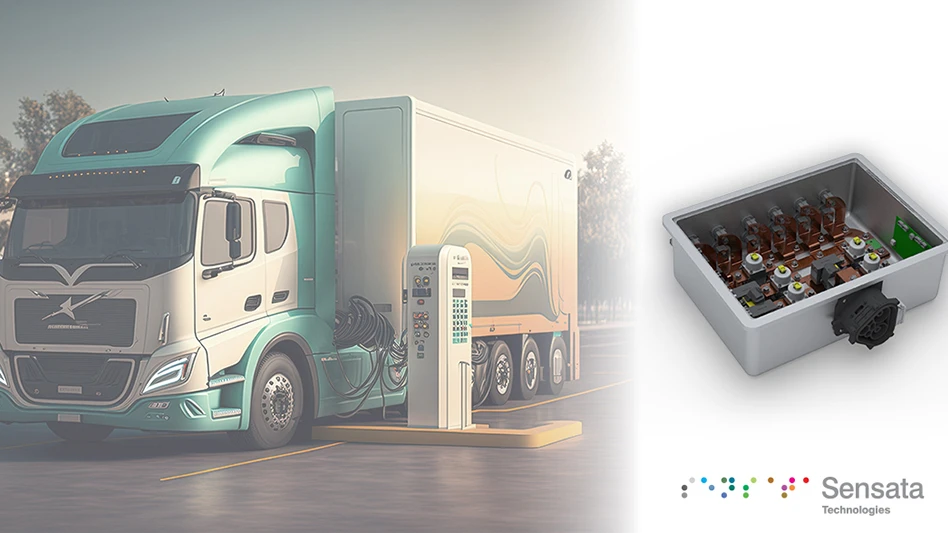 A semi truck pictured beside a high voltage distribution unit