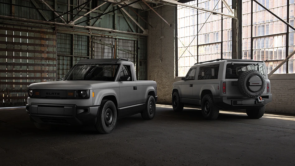 A pickup truck and an SUV