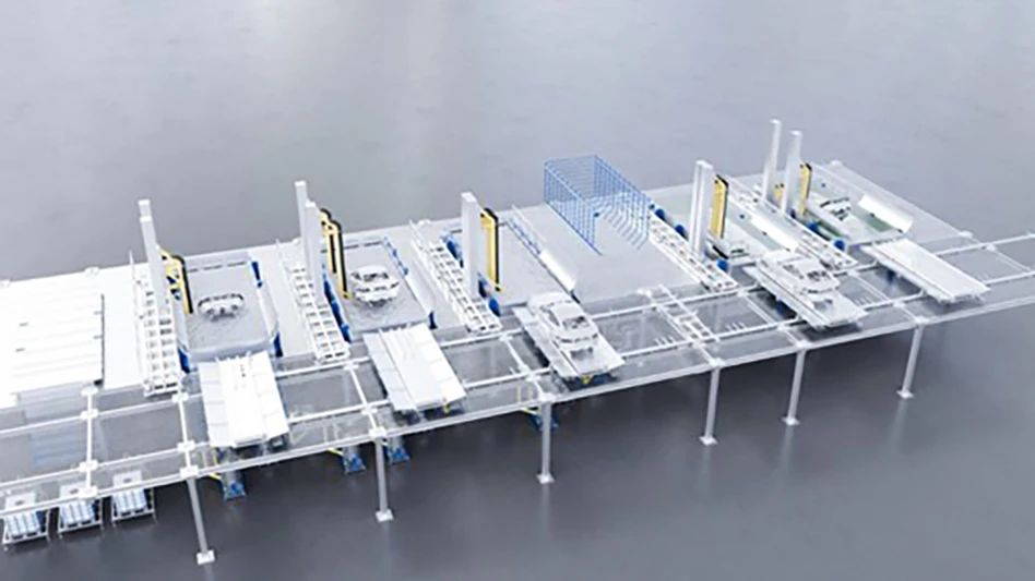 A factory with vehicles