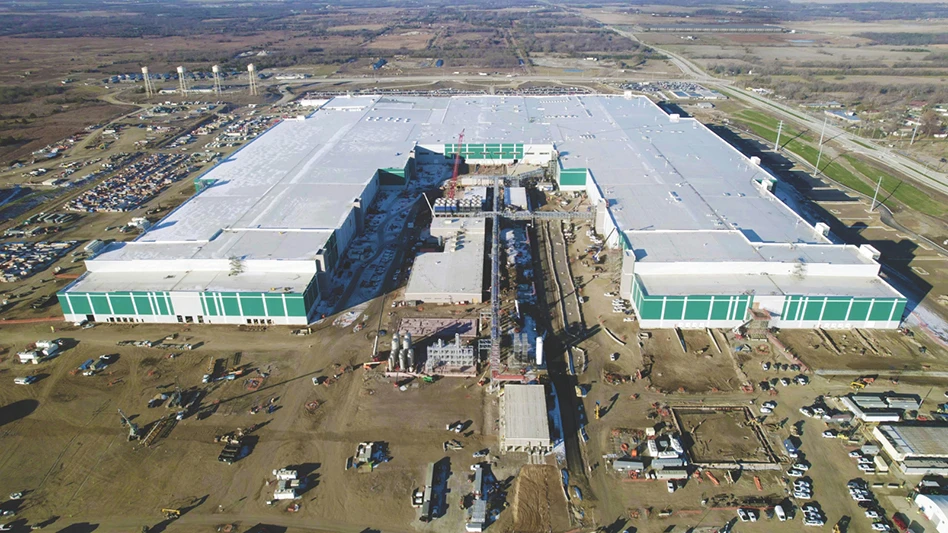 Aerial view of a large factory