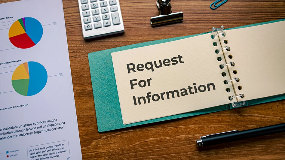 Notebook with text reading Request for Information