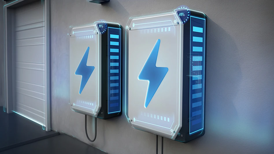 Battery packs on a wall