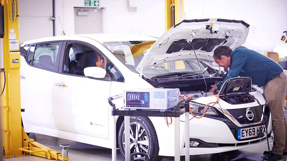 A person working on a car