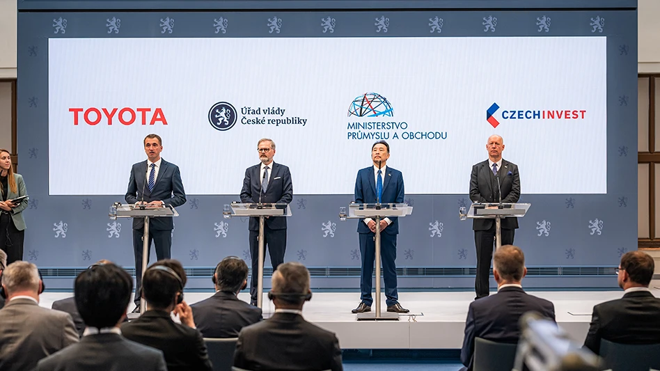 Four people at podiums