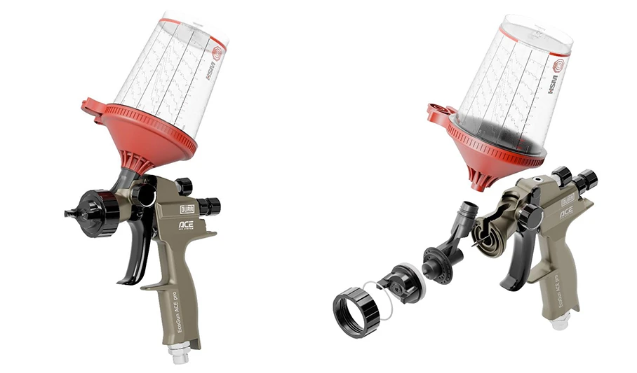 Two images of a spray gun